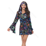70s Costume Disco Dresses for Women Halloween Costume Sexy Hippie Costume Disco Dress with Disco Headband 70s Outfit Women