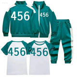 Cosliy New 2025 Squid Player Seong Gi-hun Cosplay Costume 456 Tracksuit Calamari Disguise Halloween Clothes Men Women Kids Boys