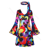 70s Costume Disco Dresses for Women Halloween Costume Sexy Hippie Costume Disco Dress with Disco Headband 70s Outfit Women