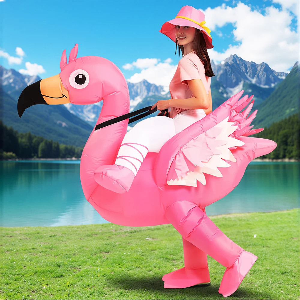 Funny Animal Mascot Unicorn Flamingo Dinosaur Inflatable Costumes Dress Suit Adult Halloween Purim Anime Party Cosplay Costumes