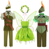 Girls Fairy Tinker Bell Costume Halloween Carnival Elves Party Peter Pan Cosplay Costume for Kids Green Tinkerbell Fancy Dresses