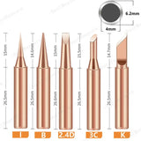 5pcs 900M-T Pure Copper Soldering Iron Tip Lead-free Solder Tips Welding Head BGA Soldering Tools Branding Iron