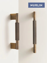 Nurlin New Solid Brass Knurling Brushed Cross Brass Cabinet Long Appliance Pull Bar Furniture Refrigerator Door Kitchen handle