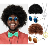 Hippie Funny Costume Set Funky Afro Wig Sunglasses Necklace For 50s 60s 70s Theme Party Men 80s Style Party Clothes Accessories