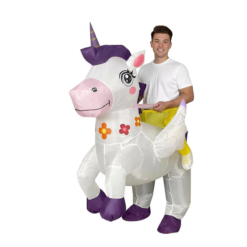 Adult Unicorn Dinosaur Rabbit Inflatable Costumes Animal Role-playing Outfits Halloween Party Performance Wear Fesival Garment