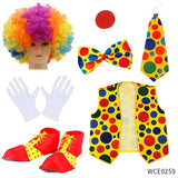 Clown Costume -  Nose Wig Bow Tie Shoes Headband Gloves Hat Stockings and Vest Dress Up Cosplay Props Accessories