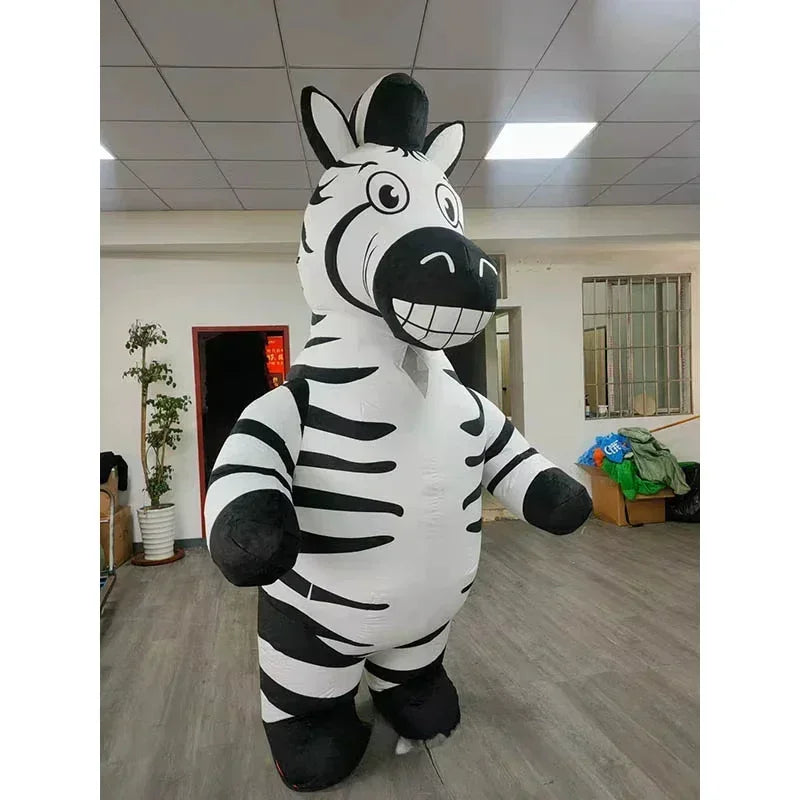 Inflatable Zebra Mascot Costume Entertainments Full Body Madagascar Wild Animals Cartoon Characters Blow Up Outfits No Battery