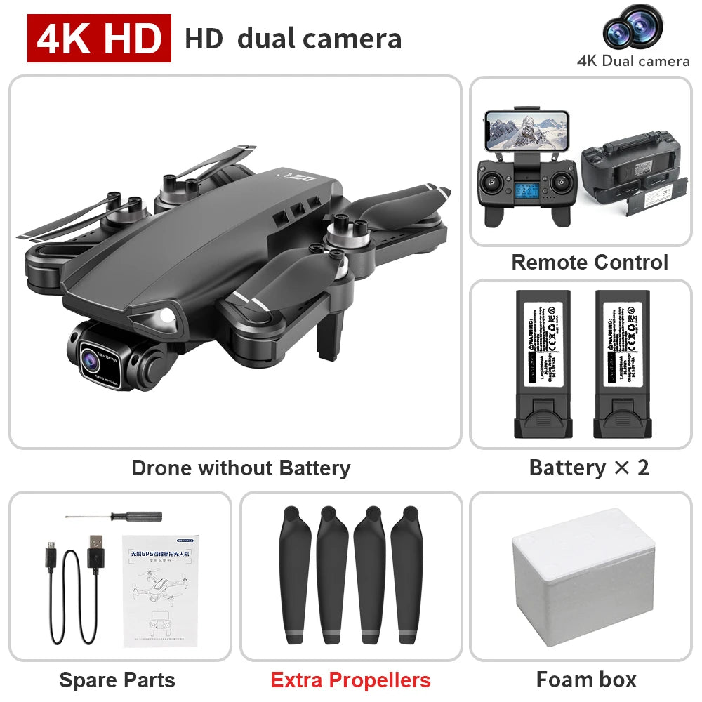 LYZRC L900 ProSE GPS Drone 2 Battery HD Dual Lens Foldable RC Quadcopter Brushless Motor erial Photography FPV W Hangpack
