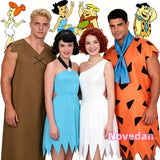 Modern Primitive People Fred and Wilma Flintstone Costume Barney Rubble Caveman Outfit Halloween Party Indian Cosplay Costume