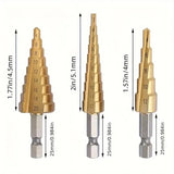 3-12mm/4-12mm/4-20mm Hss Step Drill Bit, Straight Groove DrillTitanium Coated Metal Driller, Drilling Tools Set