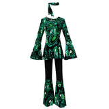 Women 60s 70s Outfits Hippie Costume Set Disco Outfit Dress Boho Flared Pants Hippie Shirt Headband