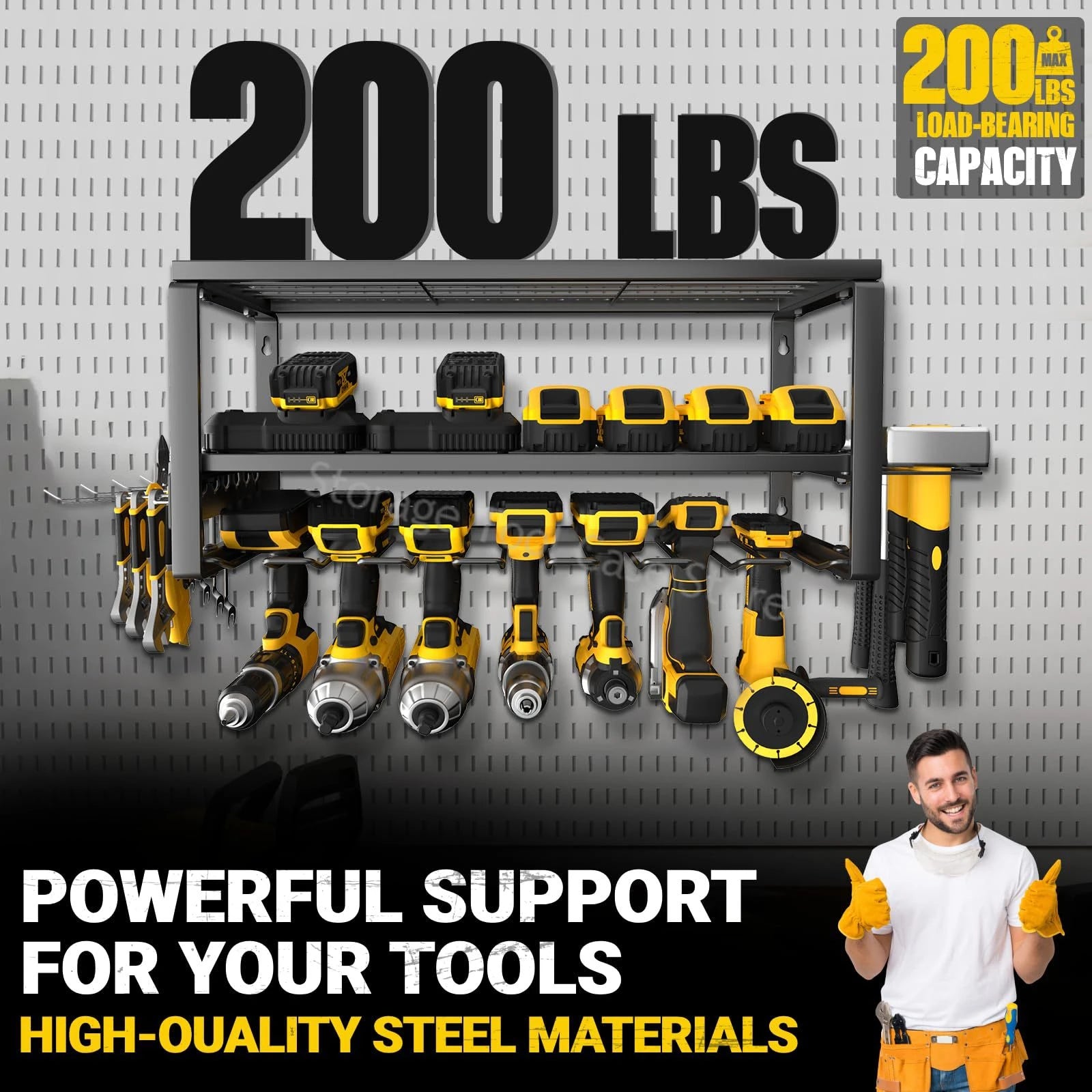 Power Tool Organizer Rack Wall Mount Tool Cabinet Electric Drill Holder Heavy Metal Tool Shelf Storage Rack for Workshop Garage