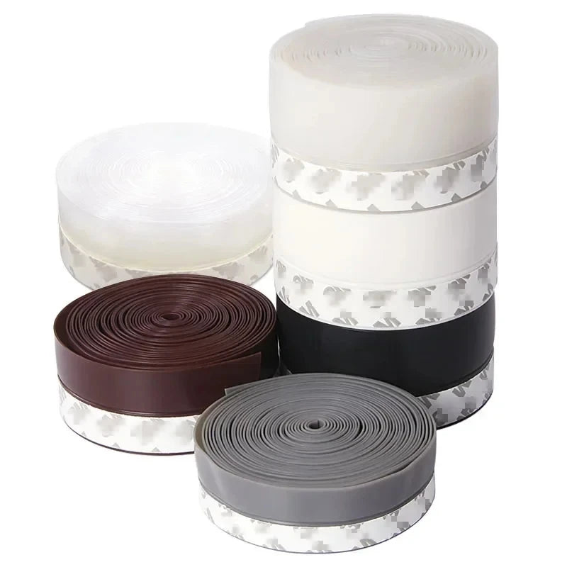 5M Silicone Self-Adhesive Door Weather Stripping Window Seal Strip Sealing Sticker Tape Door Draft Stopper Dustproof Insectproof