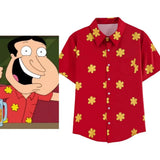 Family Guy Quagmire Cosplay Costume Men Leisure Coast Style Beach Red T Shirt Halloween Party Tops