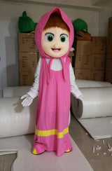 Plush Martha and Bear Mascot Costume Cute Masha Girl Doll Costume Cartoon Character Cosplay Costumes Party Performance Outfits