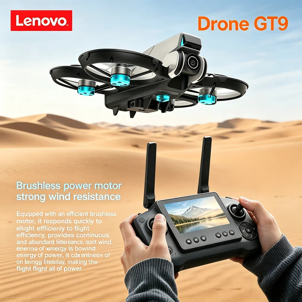 Lenovo GT9 GPS 8K Beginners Drone with 4.3"Screen 4K Control Remote Electric Lens HD Dual Camera Optical Flow positioning Hover