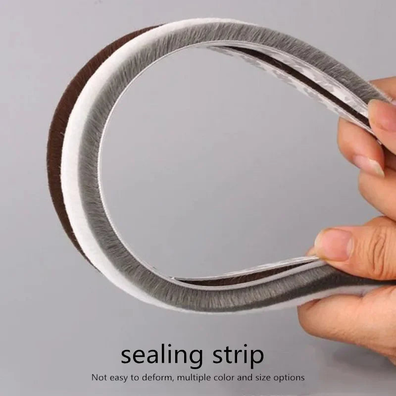 10/5Meters Brush Strip Self Adhesive Door Window Sealing Strip Home Door Window Sound Insulation Seal Film Door Weather Strip