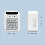 Portable mini desktop air conditioner fan, low noise, powerful humidifier and cooling function, USB charging, transparent design