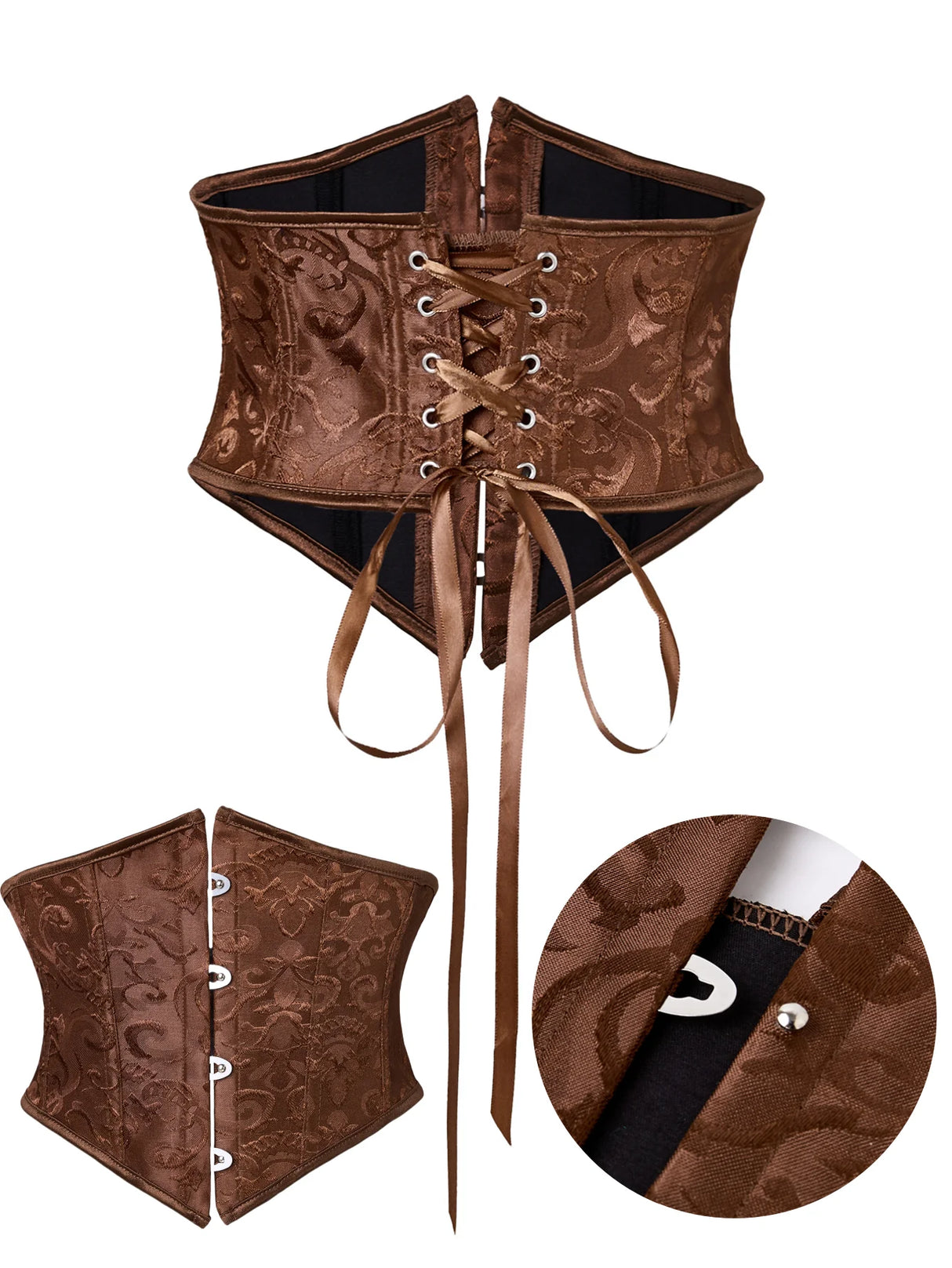 Retro Court Style Waist Cincher Short Corset Belt Posture Corrector Tummy Control Back Strap Tightening Bodice Support