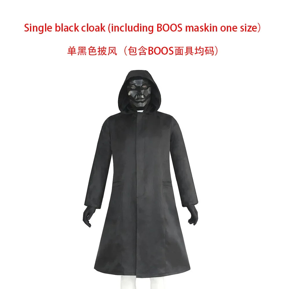 Korean Drama Game Cosplay Costume With Gloves Man Black Jumpsuit Triangle Disguise Round Square Carnival Party Men Medieval Coat
