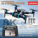 Lenovo XT808 GPS Drone 8K Professional 4K HD Dual Camera Brushless Motor WIFI FPV RC Folding Quadcopter Helicopter kids toys