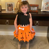 New 2026 Infant Toddle Pebble Bone Fancy Dress Up Halloween Caveman Cavegirl Flint stone Costume For Girl COS