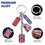 British Union Flag Keychain London Bus Souvenirs Uk Flag Travel Phone Box Metal Key Rings Promotional Gift For