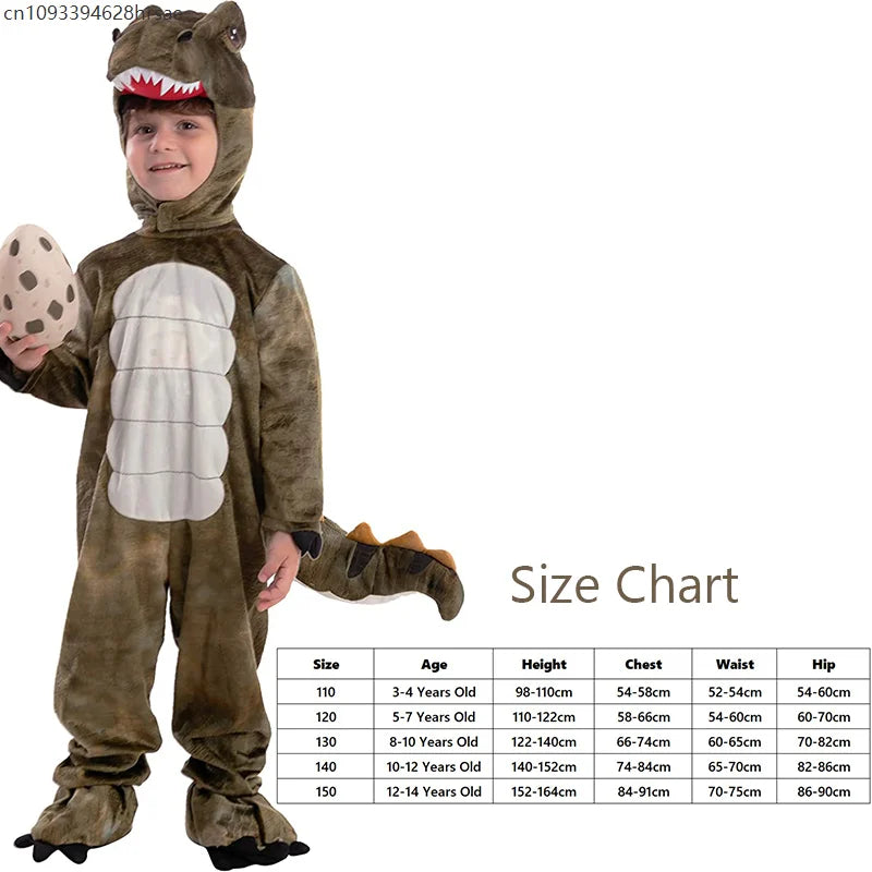 Children Dinosaur Cosplay Costume Toddler Tyrannosaurus Stage Show Role Play Hooded Romper Jumpsuit