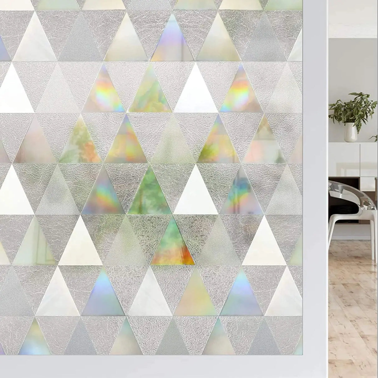 Privacy Window Film Rainbow Window Cling 3D Decorative Window Vinyl Stained Glass Window Covering Non-Adhesive Film Sun UV