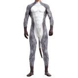 Halloween Costume  Adult Mens Wild Animal Cosplay Costume Full Cover 3D Print Beast Petsuit Jumpsuit Bodysuit Tail