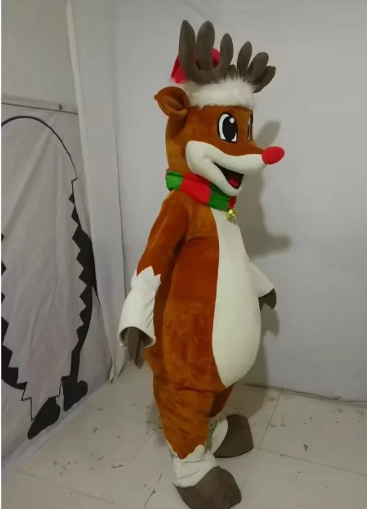 Christmas Reindeer Mascot Costumes Cartoon Elk Adult Cosplay Deer Clothes New Year Fancy Dress Carnival Event Advertising Props