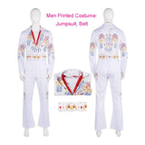 Elvises Cosplay Costume Anime Presleleying Rocker Singer Performance Jumpsuit Suit Adult Kids Party Halloween Costume For Men