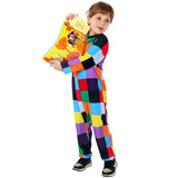 Colorful Girls Boys Elmer Elephant Costume Kids World Book Day Fancy Dress Up Halloween Patchwork Elephant Costume for Child