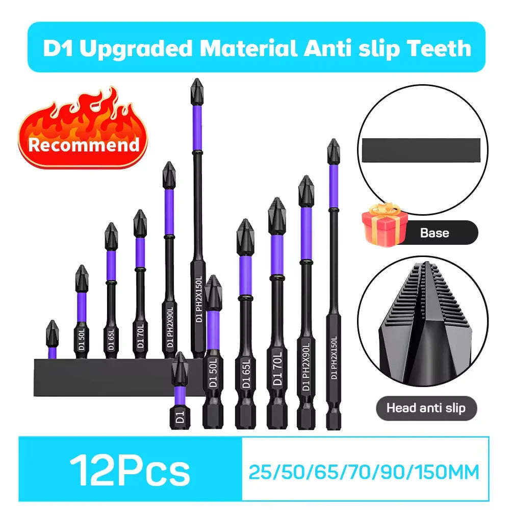 10/20PCS PH2 Impact Driver Bit Set Magnetic Cross Screwdriver Set Impact Drill Bit Screw Alloy Steel Non-slip Cross Screwdriver
