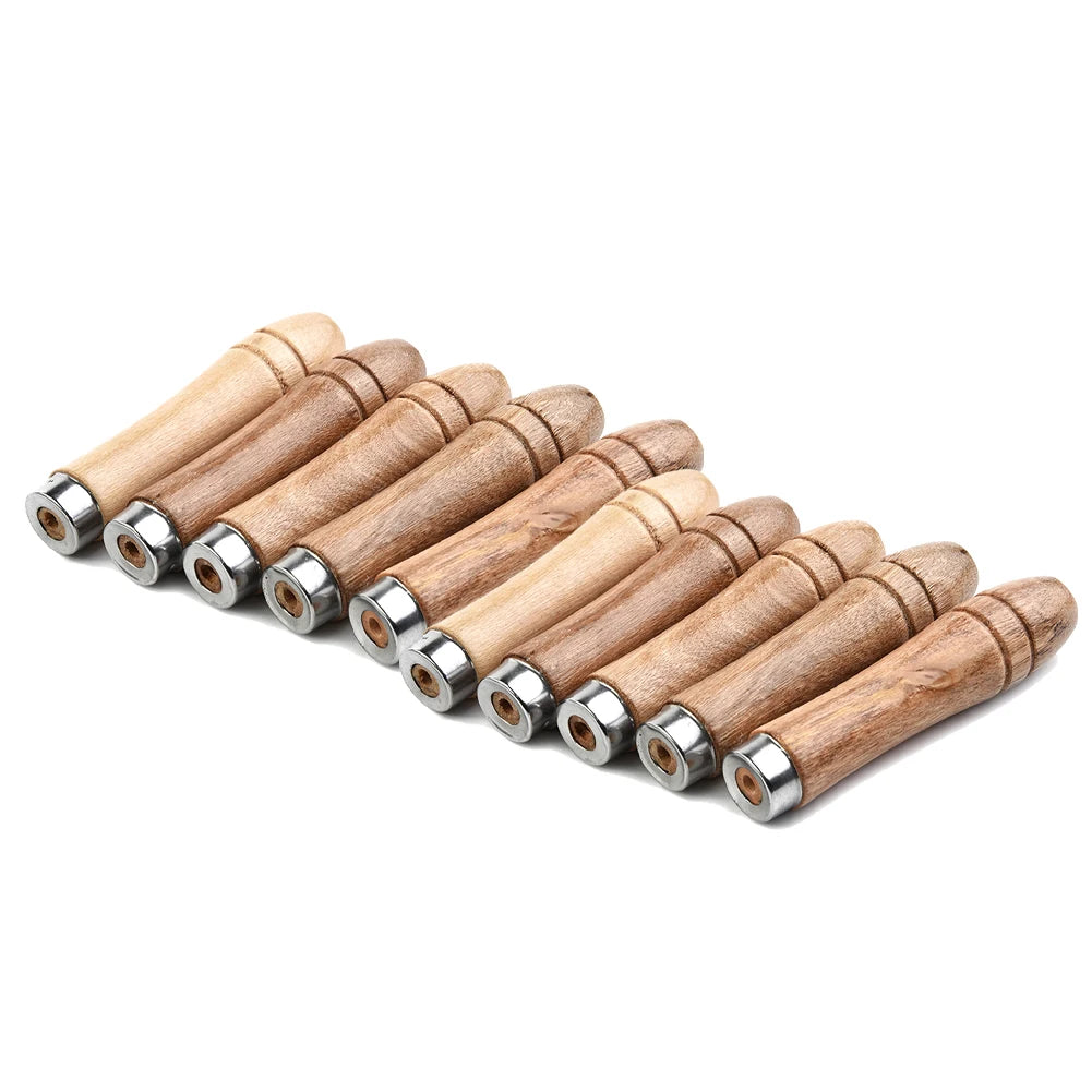 10pc Wooden File Handle Replacement Strong Metal Collar For File Craft Tool 9cm Wood Rasp Woodworking Polishing Rust-Proof