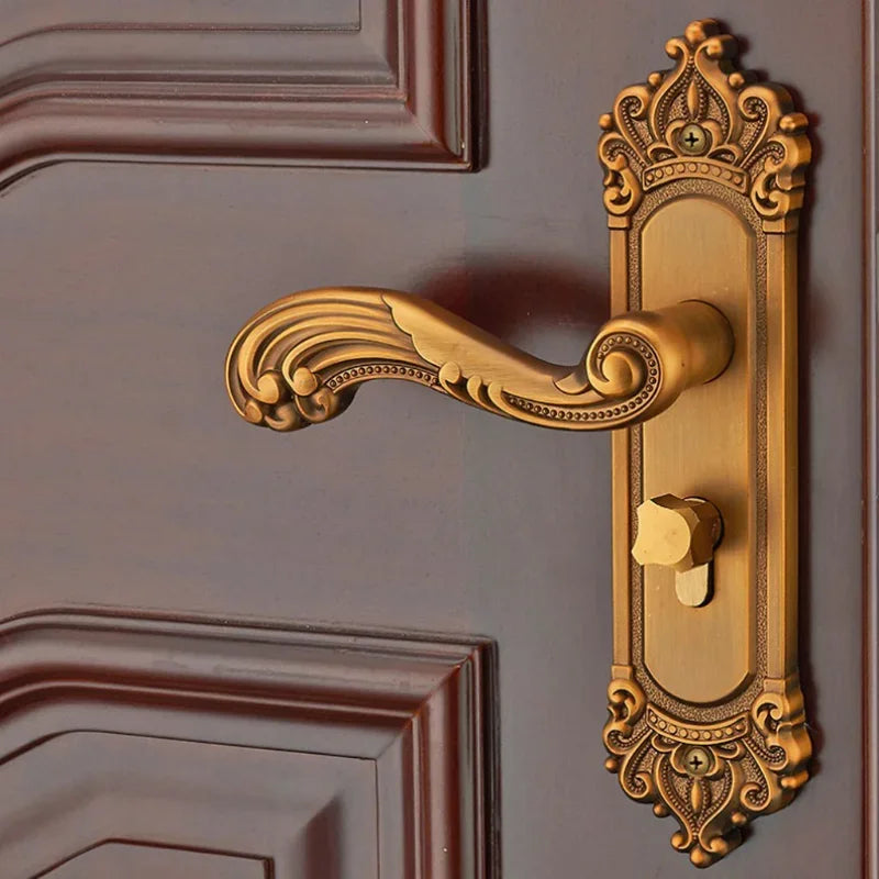 Rod Type Door Handle with Three Keys, Used for Vintage Interior Door Latches In Offices or Front Doors Door Handles