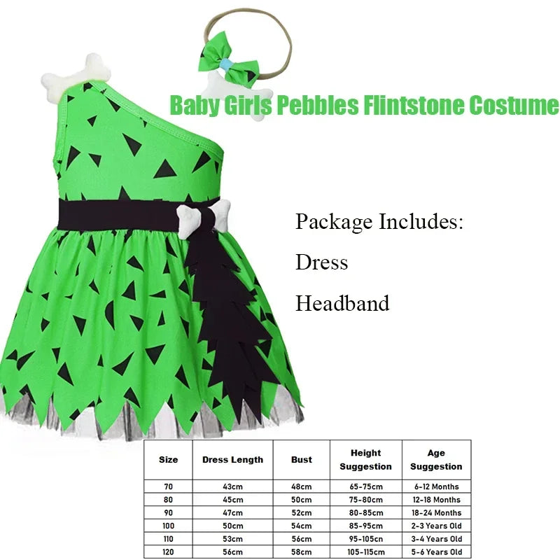 New 2026 Infant Toddle Pebble Bone Fancy Dress Up Halloween Caveman Cavegirl Flint stone Costume For Girl COS