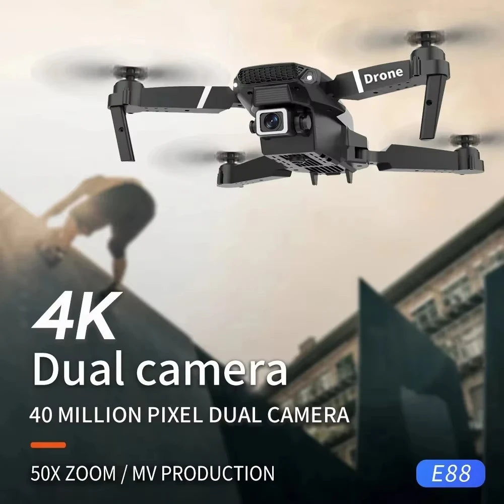 2026 New E88PRO Drone 8K 5G HD Dual Camera Aerial Photography Remote control screen display Control Aircraft Quadcopter Toy gift