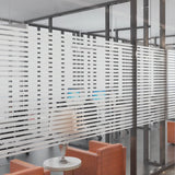 Frosted Privacy Window Film Static Cling Anti-UV Day & Night Reeded Striped Pattern No-Glue Removable for Home Office Bathroom