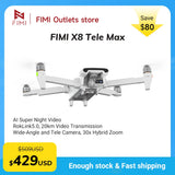 FIMI X8 Tele Max Drone 30x Hybrid Zoom Wide-Angle Tele Camera 20KM Range 4K 60fps 3-Axis Gimbal GPS AI Super Night Video