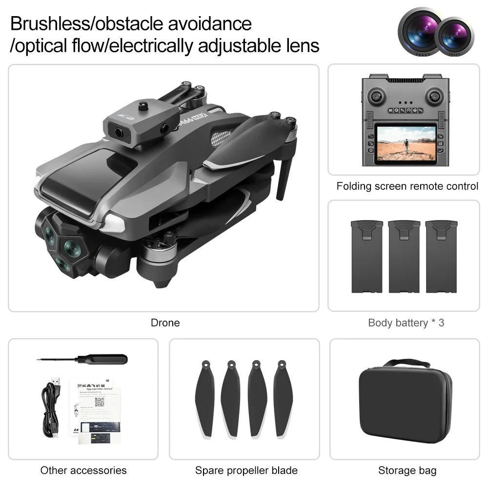 RC Drone M66 MAX 8K Wide-Angle HD TripleProfessional Camera WiFi FPV Height Hold RC Drone Aircraft Quadrotor Drone