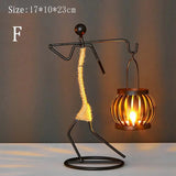 Nordic Metal Candlestick Abstract Character Sculpture Candle Holder Decor Handmade Figurines Home Decoration Art Gift