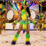 Carnival Costume Accessories Festive Face Covering Gloves Leg Warmers and Scarf Cosplay MardiGras Outfit Holiday Party