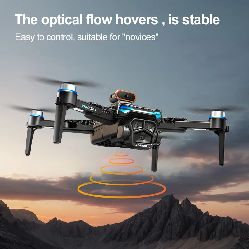 New D13 Drone 4K Professional HD Triple Camera 5G WIFI FPV Dron 360° Obstacle Avoidance Brushless Large Screen RC Quadcopter Toy