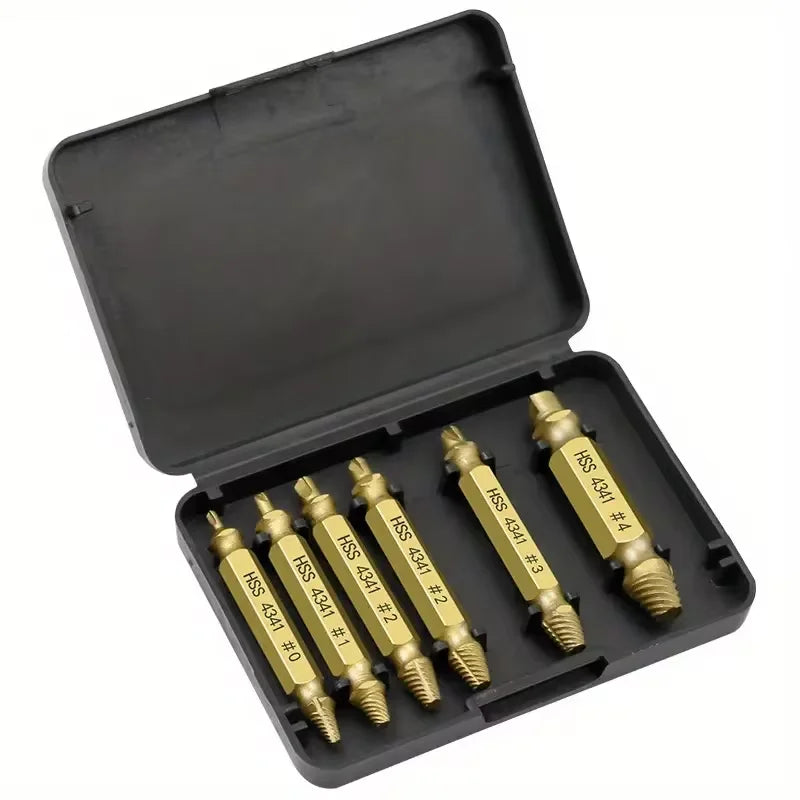 Damaged Screw Extractor Broken Bolt Stripped Set Double Head Tool Easy Out Removal Disassemble Stud Slip Teeth Demolish Remover