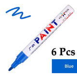 6 Pcs Colorful Permanent Paint Marker Waterproof White Markers tire tread rubber fabric Paint metal 12 Colors Paint Marker Pens