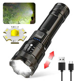 High Strong Power Led Flashlights 2000LM Tactical Torch with Display Light USB Charging Camping Fishing Emergency Zoom Lantern