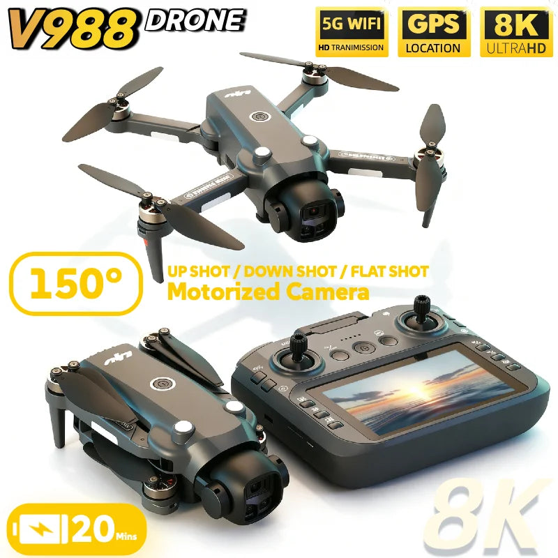 NEW for Genuine V988 Camera Drone 8K Professional Dron 4K with Screen Under 249g Remote Control  Brushless RC Quadcopter Toys