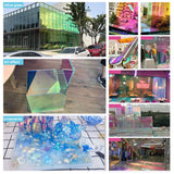 Holographic Clear Window Film Iridescent Dichroic Vinyl Decorative Glass Sticker Self-Adhesive Rainbow Cellophane DIY Home Decor