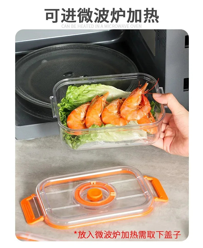 Vacuum Fresh-keeping Box Refrigerator Sealed Canister Microwavable Transparent Food Storage Container Kitchen Organizer Bento